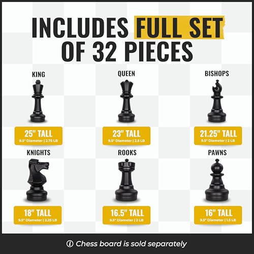 MegaChess Giant Chess Set Game with 25" Tall King - A Large Chess Set Yard Game for Families Looking for Outdoor Jumbo Games - 32 Large Pieces Made from Durable HDPE (Board Not Included)