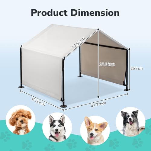 Havemies 4x3.3FT Large Gray Dog Tent, Spacious Indoor Outdoor Pet House for Big Dogs, Breathable Mesh Windows, Fade-Resistant Fabric, Foldable Dog Shelter for Living Room Yard