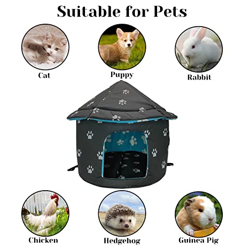 Fhiny Stray Cats Shelter, Waterproof Outdoor Rabbit Dog House Foldable Warm Bunny Cave for Winter Yurt Wild Animal Tent Bed Anti-Slip Kitten Cave Hut for Feral Kitty Puppy Weatherproof - size: Small