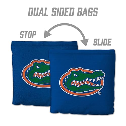 YouTheFan Officially-Licensed NCAA Set of 8 Cornhole Bags - All Weather Dual Sided Slide & Stop - Regulation Size with Carry case - color: Florida Gators