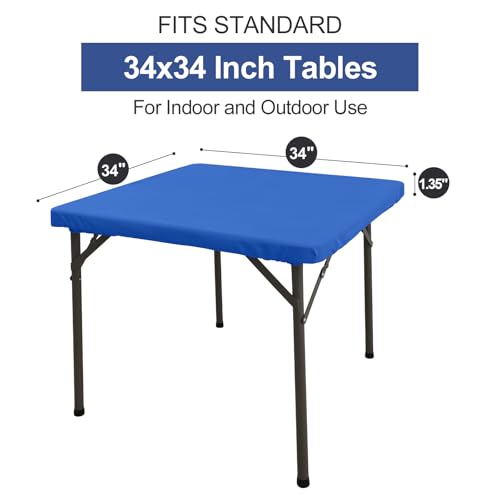 homing Square Table Cloth Cover, Waterproof Polyester Elastic Fitted Tablecloth, Washable Table Protector for Picnic, Camping, Outdoor (Blue, 34" x 34") - color: Blue, size: 34" x 34" (Square)