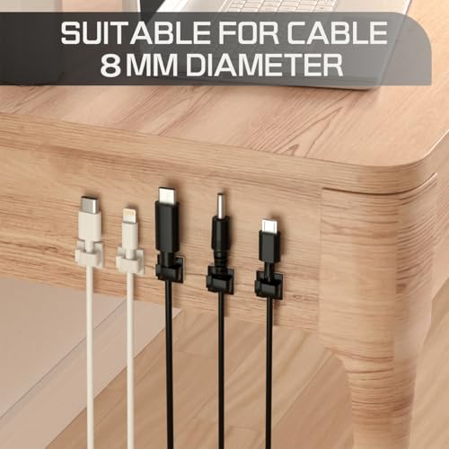 KGROTE 100PCS Cable Clips, Adhesive Wire Clips Strong Cord Clips Wire Holders, Cable Management Clips for Desk, Wall, Car, TV, Ethernet Cable (Black, Medium) - color: Black, size: Medium