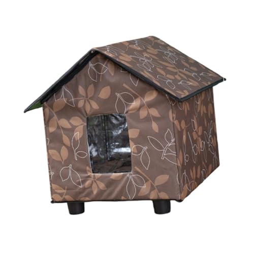 Outdoor Cat House Tent Pet Supplies Foldable Insulated Kitten House Stray Cat Shelter for Outside Garden Patio Winter Porch, Brown - color: Brown