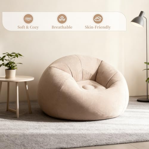 2 Pack Inflatable Bean Bag Chairs with Electric Air Pump Inflatable Chairs Blow up Couch Folding Portable Inflatable Lazy Sofa for Movie Night Living Room Outdoor Camping (2, Coffee) - color: Coffee