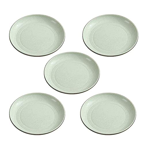 5 Pack Wheat Straw 6 Inch Plates, Small Dinner Plates, Round Dishes with Raised Edge, Reusable Salad Plates set, Unbreakable Appetizer Dessert Serving Plates for Party (Green) - color: Green