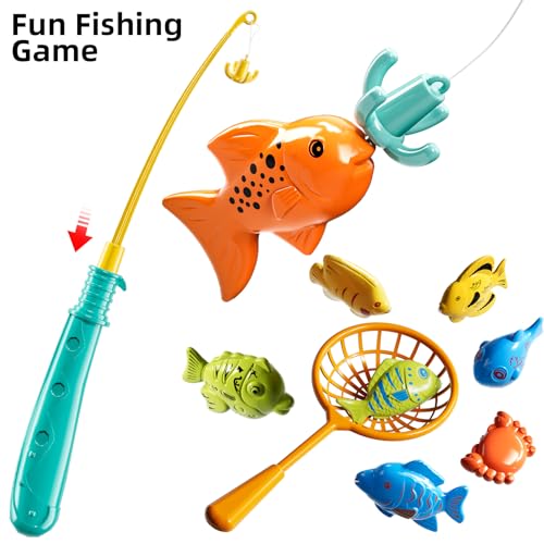 JUKUDAHU Magnet Fishing Game for Kids 3 4 5 6 7 8 Years Old - Pool Bath Toys for Toddlers, Pole Rod Net, Floating Fish Toys, Outdoor Party Toys for Boys Girls Kids Age 3-8 8-12 Year Old - style: 55 Magnet Fishing Toy