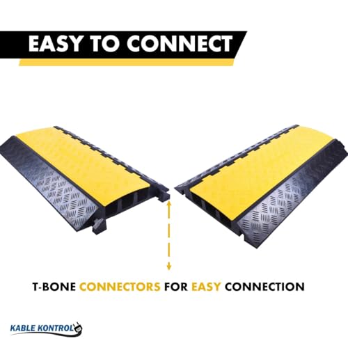Kable Kontrol Atlas Heavy Duty Cable Protector Ramp - 3 Channel - 1 Pc - 36” Long Black & Yellow – 44000 Lbs Capacity - Rubber Speed Bump Wire Protector Cord Cover – CP9986 - size: 3 Channel - 1 Unit