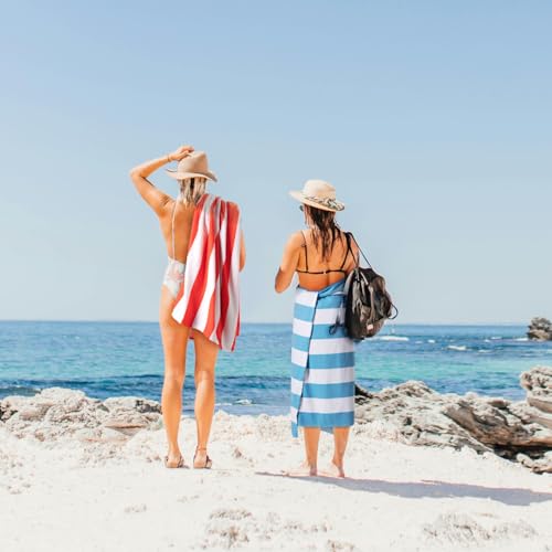 WILFA Extra Large Beach Towel - Oversized Mircofiber Towel 40'' x 70'', XL Striped Lightweight Pool Towel, Big Cabana Swim Travel Towel for Adults Mens Women,Aqua - color: Aqua