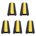 VEVOR 5 Pack Rubber Cable Protector Ramp 2 Channel Heavy Duty 66,000 lbs Load Capacity Cable Wire Cord Cover Ramp Speed Bump Driveway Hose Cable Ramp Protective Cover (2-Channel, 5 Pack-66,000 lbs) - style: 5 Pcs