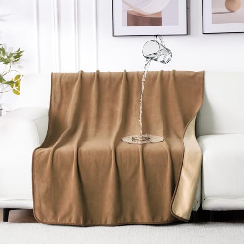 QiyI Waterproof Blanket for Bed Couch Sofa, Small Washable Reversible & Reusable Pet Dog Cat Throw Blanket, Leakproof Stain Resistant Sofa Cover, 40"x60", Brown/Tan - color: Brown/Tan, size: 40"×60"