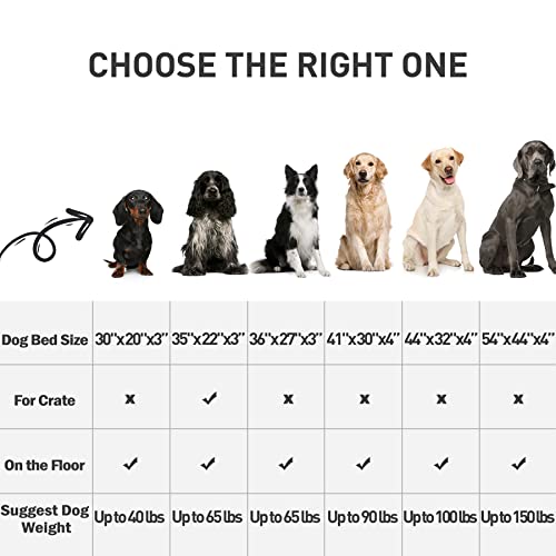 Waterproof Dog Bed Large Size Dog Orthopedic Pet Beds for Crate with Removable Washable Cover Egg-Crate Foam Pet Pad Mat with Anti-Slip Bottom, 36x27 Inch, Brown - color: Brown, size: 36"L x 27"W x 3"H