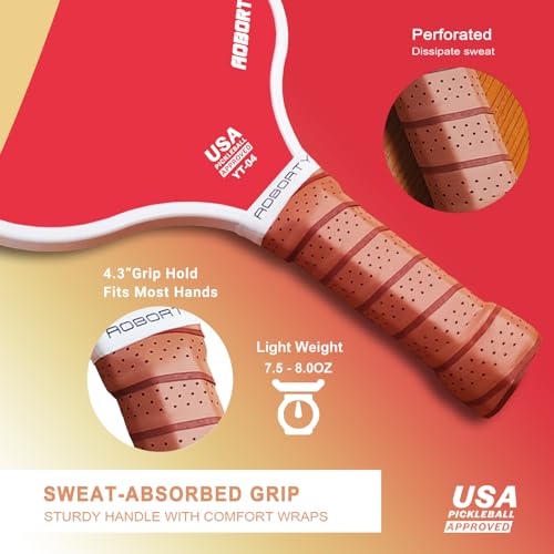 AOBORTY Pickleball Paddles 4 Pack - USAPA Light Graphite Premium Rackets Fiber Face & Polymer Honeycomb Core Pickleball Set with 4 Outdoor Indoor Balls Including Portable Carry Bag - color: Four-color