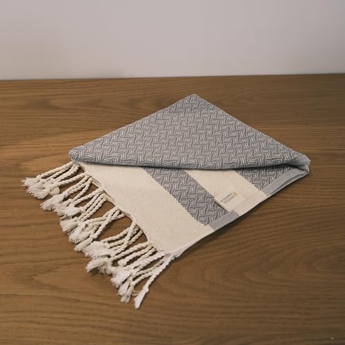mysticalanatolia Turkish Beach Towel Oversized Cotton Sand Free Quick Dry Lightweight Peshtemal Large Travel Yoga Picnic Blanket Absorbent Compact 39x79 Grey - color: Grey