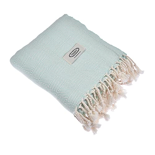 Personalized Embroidered Beach Towel | Throw Blanket, Easy Carry, Sand Free, Highly Absorbent, Quick Dry, Turkish Towels for Travel Camping Bath Sauna Beach Gym Pool Yoga SPA by Lahammam, Asia, Aqua - color: Aqua, size: Asia