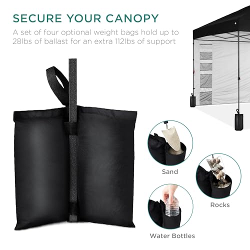 Best Choice Products 10x10ft Pop Up Canopy Tent with Sidewall, 1 Person 1 Minute Set Up, Carry Case, 4 Weight Bags - Black - color: Black, size: 10x10ft w/ Sidewall