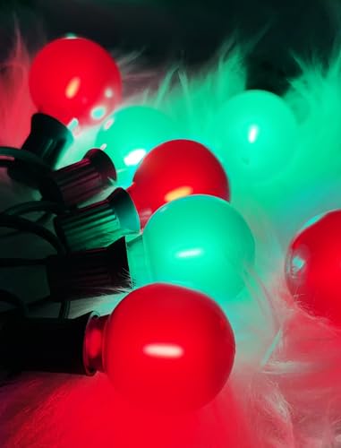 25Ft LED Christmas Outdoor String Lights, G40 Globe String Lights with 27 0.6W Red Green Bulbs, Vintage Christmas Lights for Holiday Party Backyard Wedding Garden Patio Porch Decor - color: Frosted Red/Green, size: 25Ft