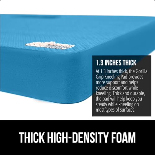 GORILLA GRIP® Extra Thick Patent Pending Supportive Foam Kneeling Pad, Large Cushion Knee Pads for Gardening, Baby Bath Time, Dirt and Water Resistant, Workout and Garden Supplies, 17.5x11, Blue - color: Blue