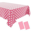 2 Pack Pink Polka Dot Tablecloth,Pink and White Tablecloths Disposable Plastic Rectangular Picnic Table Cover,Suitable for Rectangular Tables(54 x 108 Inches) - color: Polka Dot Pink, size: 54" x 108" Rectangular (2 Pack)