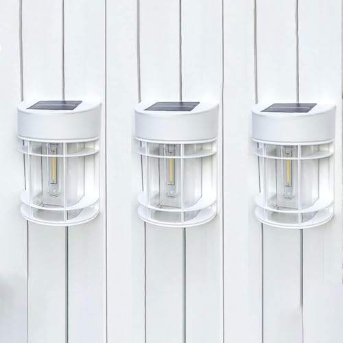 Solar Fence Lights, 12 Pack Waterproof Solar Lights Outdoor, 3000K Warm White LED Outdoor Solar Lights for Fence Garden Yard Step Stairs Patio Décor - color: White, size: 12 Pack