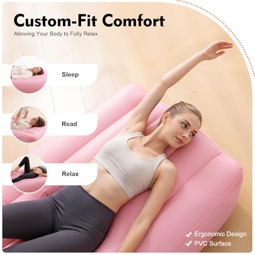 BBL Bed After Surgery for Sleeping, Inflatable Mattress with Hole, Brazilian Butt Lift Recovery Pillow Post Surgery, Air Mattress Sofa Couch for Home, Post-Operative Recovery Beds - color: Pink
