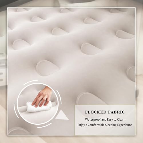 Queen Size Air Mattress Inflatable Bed with Pump and Headboard, Blow Up Mattress - size: Queen