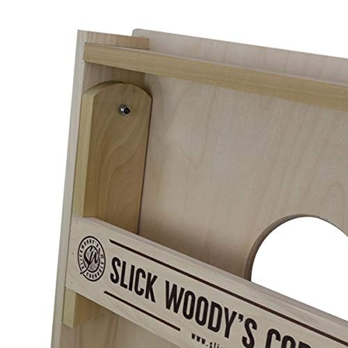 Slick Woody's Professional-Grade Cornhole Boards - 4'x2' Solid Wood Regulation Man Cave + Beer Branded Corn Hole Toss Game with 8 Resin Filled Bags - color: Hamm's Split