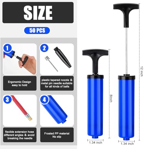 Jerify 8 Inch Ball Pump Kit Portable Sports Ball Air Pump for Soccer with Needle Extension Hose Inflator for Football Basketball Volleyball Balloon Rugby Netball Operation Xmas Child