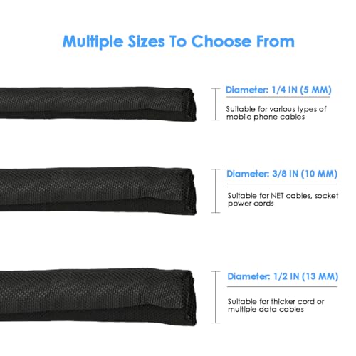 Dog and Cat Cord Protector – Pet-Proof Cable Guard for Wires and Cords – Prevents Pets from Chewing and Damaging Cables – Flexible & Durable – 10ft, 1/4in Diameter, Black (Self-Sealing Design) - size: 1/4 IN-10 FT