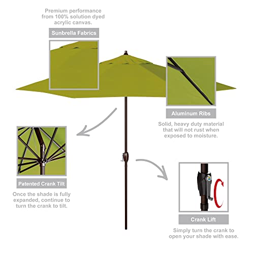 California Umbrella 9' Rd Sunbrella Aluminum Patio Umbrella, Crank Lift, Auto Tilt, Bronze Pole,Parrot Fabric - color: Parrot