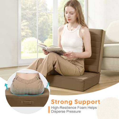 MeMoreCool Square Floor Pillow Seating for Adults Kids, Large Meditation Cushion Floor Pillow with Thick Foam & Soft Tufted Cover, Washable Big Pillow Seat Floor Cushion for Sitting Yoga 24" Coffee - color: Light Coffee, size: 24 Inch