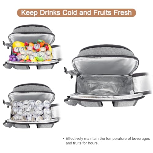 Sunflora Insulated Picnic Backpack for 2 Person Bag with Cooler Compartment, Wine Pouch, Blanket and Stainless Steel Cutlery Set for Couple, Lovers and Friends (Grey) - color: Gray, size: 2 person