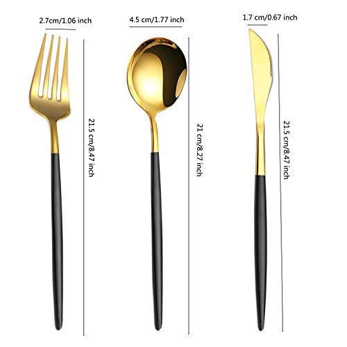 Reusable Utensils Set With Case, Reusable Travel Flatware，Travel Silverware Set With Case ，Reusable Travel Flatware For Home Office School Camping - color: Black+Gold - 3 PCs