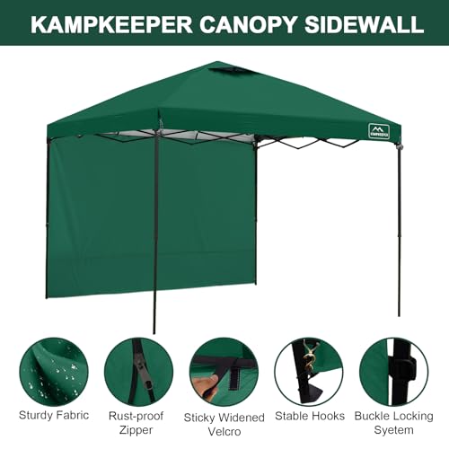 KAMPKEEPER 10X10 Canopy Tent Sidewalls with Zipper for Canopy Frame, 3Pcs Sunwalls Only, UPF50+ Waterproof Side Walls(Green) - color: Dark Green