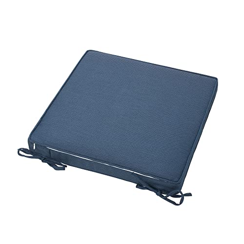 Magpie Fabrics Indoor Outdoor Waterproof Square Chair Cushion, 18" x 18" x 2.5", 2 Pack, Water Resistant Seat Cushions, for Patio Garden Office, Navy - color: Blue Navy
