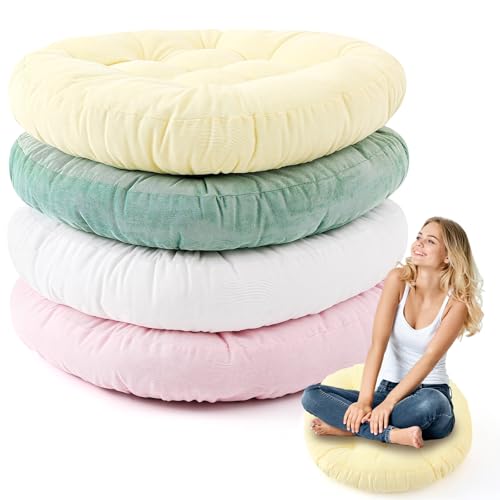 Jerify Floor Pillow Cushions Large Round Square Large Meditation Floor Pillow for Classroom Adult Meditation Picnic Party Seating Learning Daycare School(Round,Macaroon,4 Pcs) - color: Macaroon, size: Round