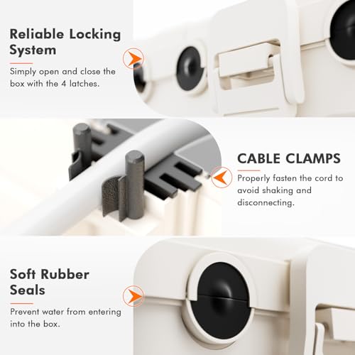 RESTMO 5-Piece Outdoor Waterproof Electrical Box Set – 12.5" x 8.5" x 5" Large & 7.1" x 2.3" x 2.3" Small, Weatherproof Boxes for Power Strip, Outlet, Plug, Socket, Timer, Holiday Light, White - color: White