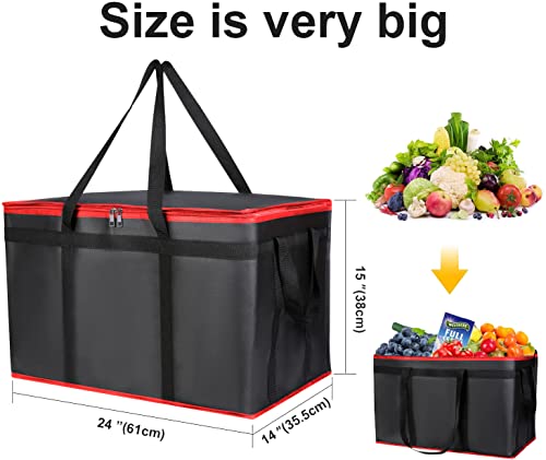 2 Pack XXXL Insulated Food Delivery Bag Black Red Cooler Bags Keep Food Warm Catering Therma for doordash Catering Cooler Bags Keep Food Warm Catering Therma Catering Shopper hot XXXL - color: Black_red, size: XXX-Large（24W x 15H x 14D）
