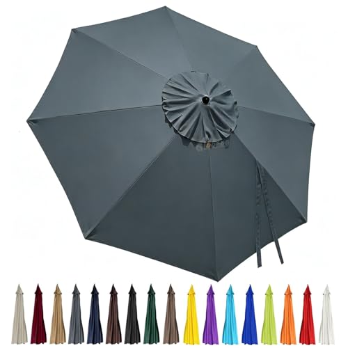 10ft Patio Umbrella Replacement Canopy 8 Ribs, Waterproof & Fade Resistant Market Umbrella Cover, Thickened Polyester Fabric for Backyard, Garden and Pool (Canopy Only) (Gray) - color: Gray