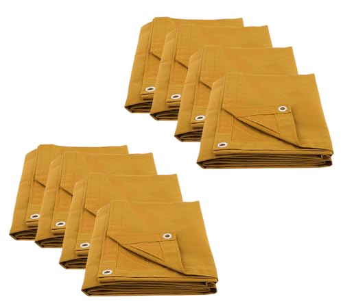 Mytee Products (8 Pack) 6' x 8' Tan Canvas Tarp 12oz Heavy Duty Water Resistant - color: Tan (8 Pcs), size: 6' x 8'