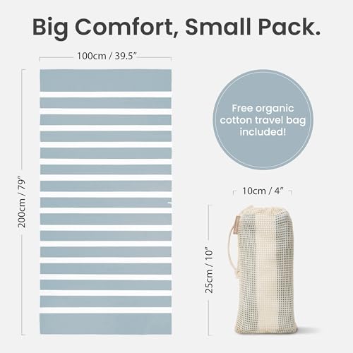 SummerSand Microfiber Beach Towel Extra Large (79 x 39.5 in) - Quick Dry, Sand Free - Compact and Lightweight for Travel - Recycled Materials - Travel Bag Incl - Oversized Pool Towel – Cloudy Blue - color: Cloudy Blue, size: 79x39.5"