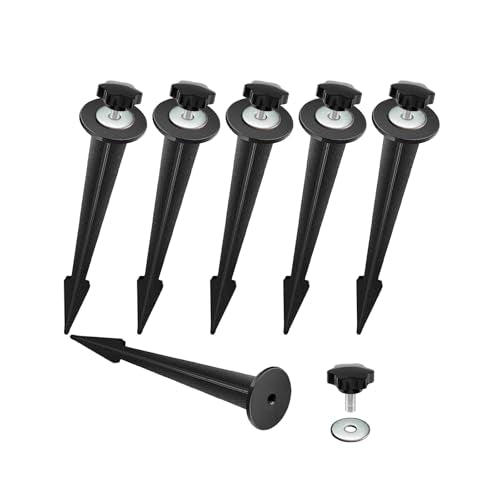 Replacement Stakes for Flood Lights,6.3in Aluminum Metal Ground Stake with Tool-Free Star Knobs Handle Thread Screw M5 for Outdoor Solar Spot Lights Garden Yard Path Walkway Lawn(6Pack) - size: L-6.3"Aluminium