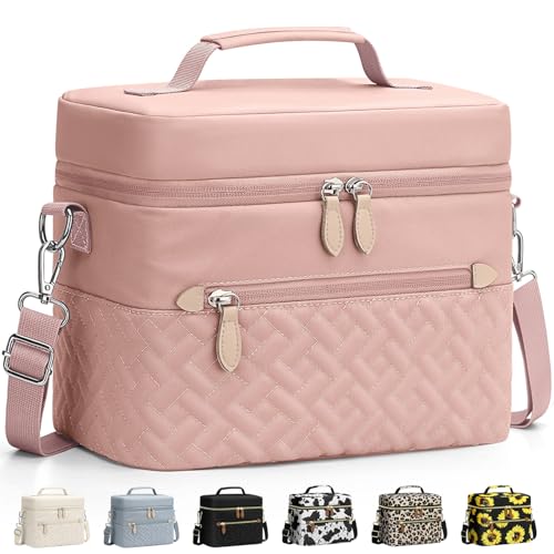 Capolo Lunch Box for Women Men Adults,Insulated Lunch Bag Leakproof Lunch Cooler Box with Removable Strap Cute Lunch Tote Bags Reusable Thermal Lunchbox for School Work Picnic(Small,Pink) - color: Pink, size: Small