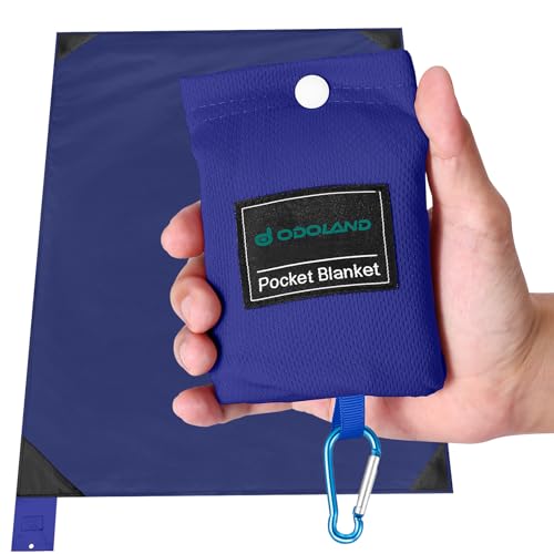 Odoland Beach Blanket Picnic Blanket, 43" x 63" SandProof Waterproof Outdoor Pocket Blanket with Portable Bag, Foldable Lightweight Sand Free Quick Drying Beach Mat for Hiking Camping Travel, Blue - color: Blue, size: 43.3" x 63"(1-2 People)