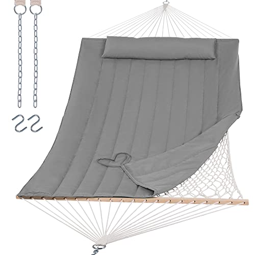 SUNCREAT 15 FT Hammocks for Outside, Two Person Hammock for Patio, Garden, Porch, Outdoor, Light Gray - color: Light Gray