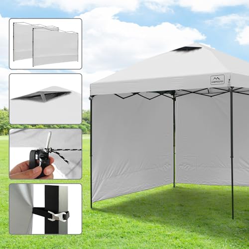 KAMPKEEPER 10x10 Easy Pop Up Canopy Tent with Sidewalls, Instant Outdoor Shade Shelter with Removable 10FT Sun Walls, Quick Setup Waterproof and UV-Resistant for Patio (White, 10x10FT with 2 sidewall) - color: White, size: 10x10ft With 2 Sidewall