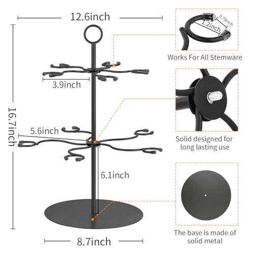 Cocktail Tree Stand for Parties Brunch,2 Tiers 10 Holders Drink tower Wine Glass Holder Stand,Champagne Tower Martinis Tree,Wine Glasses Display Margarita tower Drink stand for Mimosa Bar Party Bridal - color: Black, size: 17"x 13"-10 Holders