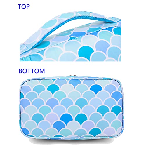 FlowFly Double Decker Cooler Insulated Lunch Bag Large Tote for Boys, Girls, Men, Women, With Adjustable Strap (Mermaid) - color: Mermaid