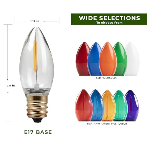 C9 26ft Indoor/Outdoor Opaque Multi-Color LED Christmas String Lights with 25 Bulbs and E17 Base | 120V, 0.6W - style: Opaque Multicolor LED