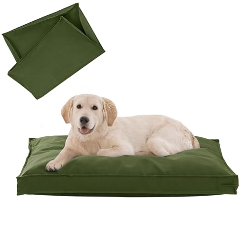 Dog Bed Covers Replacement Washable, Waterproof Dog Bed Cover with Zipper, 36Lx27Wx3H inch Durable Oxford Pet Bed Cover for Outdoor/Indoor Use, Cover Only, Army Green - color: Army Green, size: 36*27*3 inch
