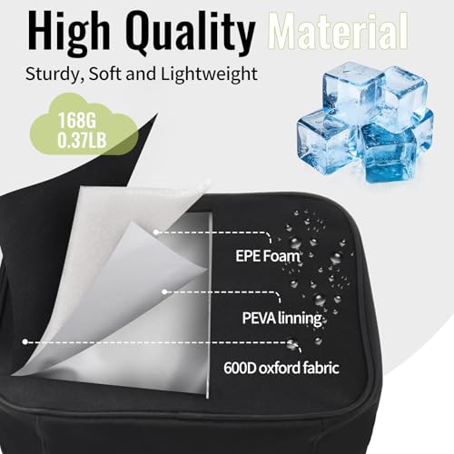 Genteen Lunch Box for Kids Men Women Adults - Small Insulated Snack Bag Reusable Lunch Bag, Zip Closure & Buckle Handle, Portable Cooler for Work, School,Travel (Black) - color: Rectangle Black